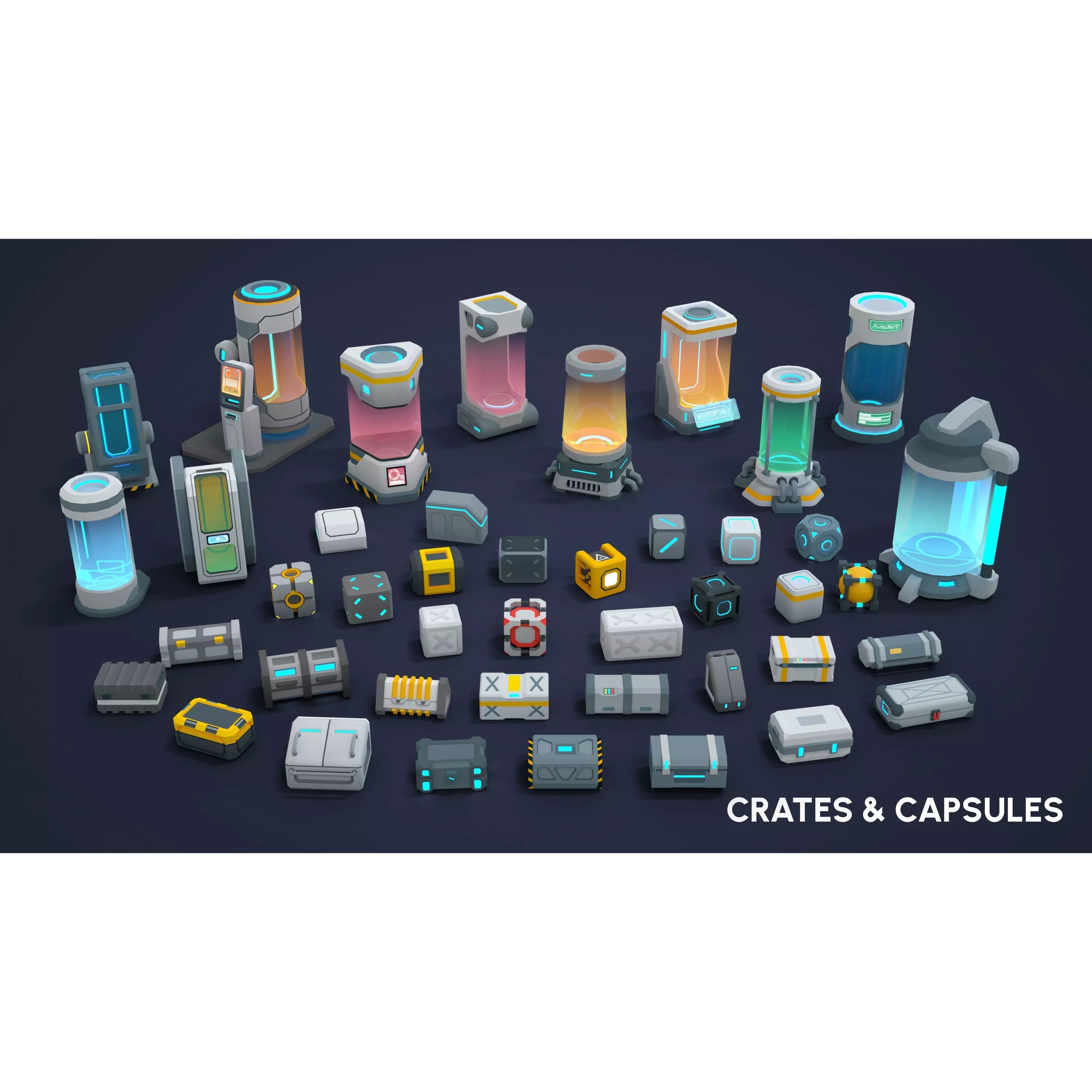 Sci-Fi Props - Low-Poly Game-Ready 3D Model - View 21