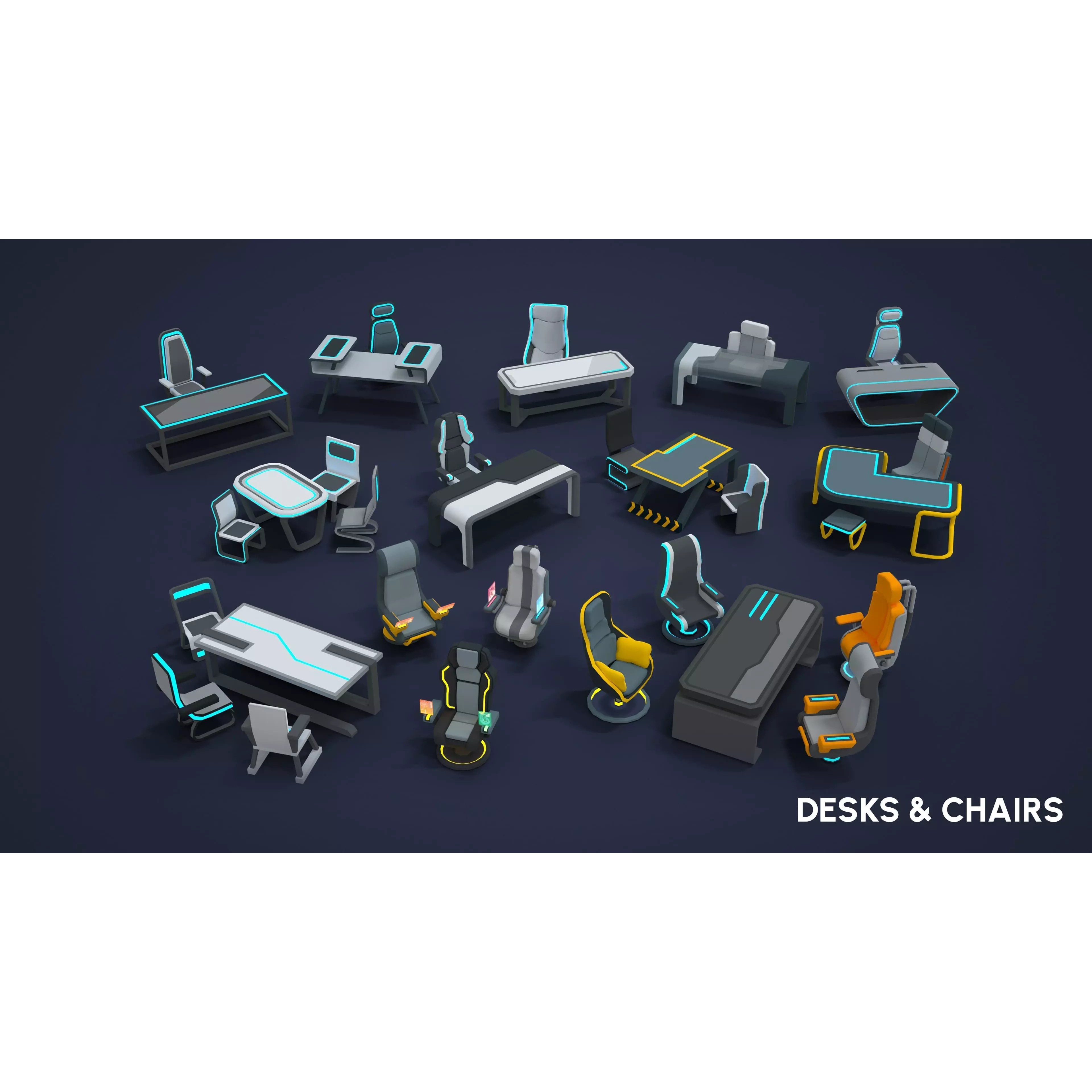 Sci-Fi Props - Low-Poly Game-Ready 3D Model - View 29