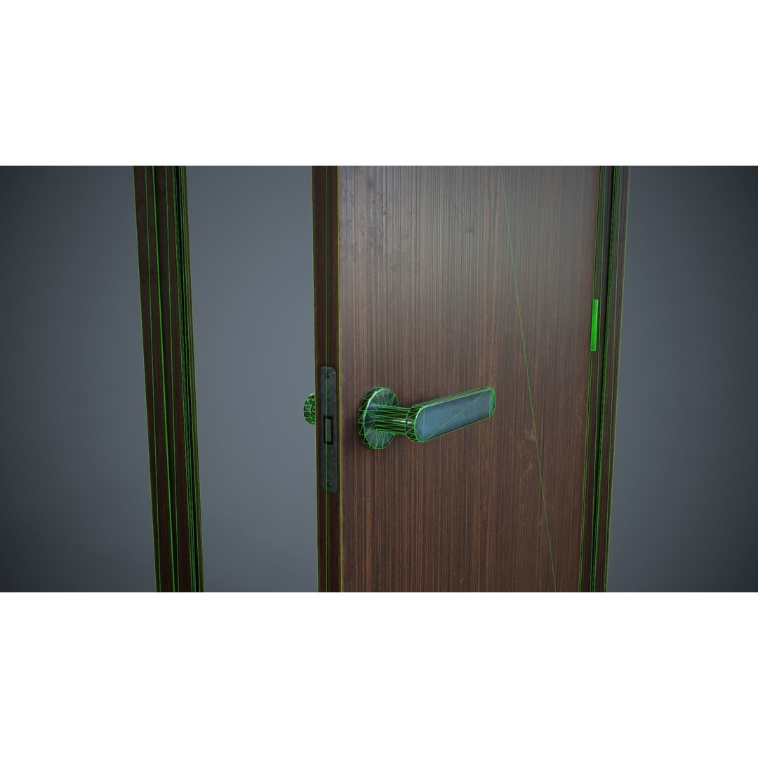 Set of Three Doors 3D Model – Low Poly Game Ready, FBX, OBJ