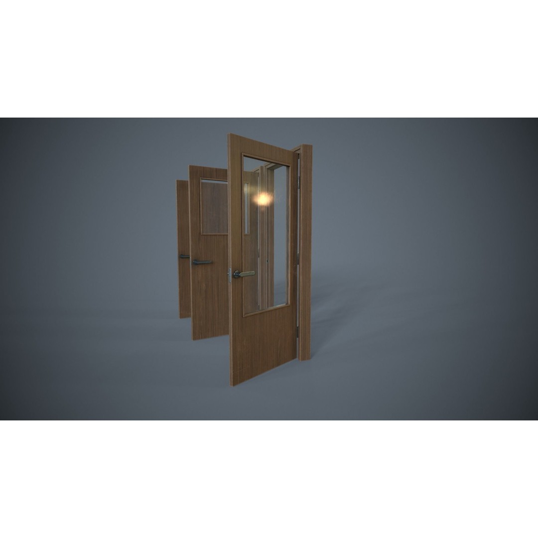 Set of Three Doors 3D Model – Low Poly Game Ready, FBX, OBJ - View 12