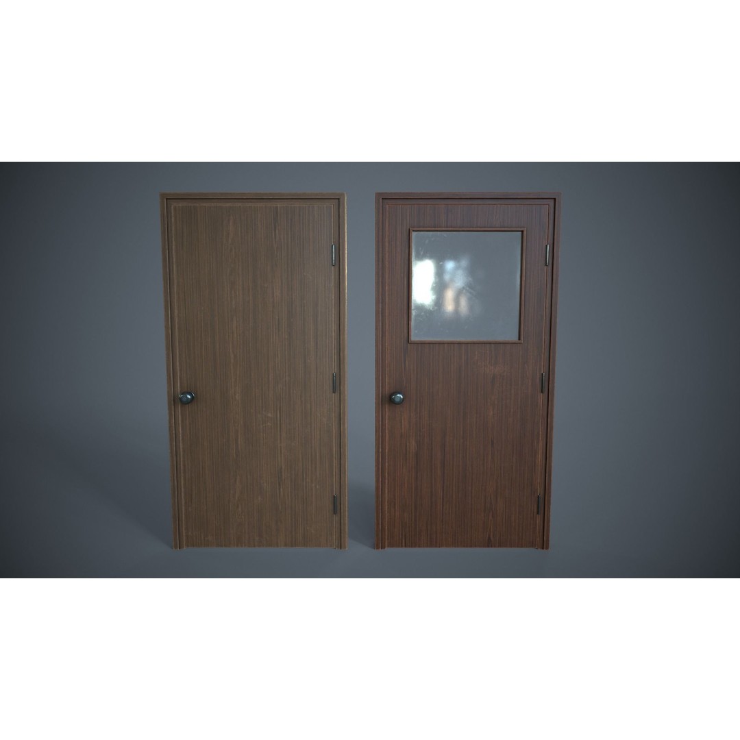 Set of Three Doors 3D Model – Low Poly Game Ready, FBX, OBJ - View 13
