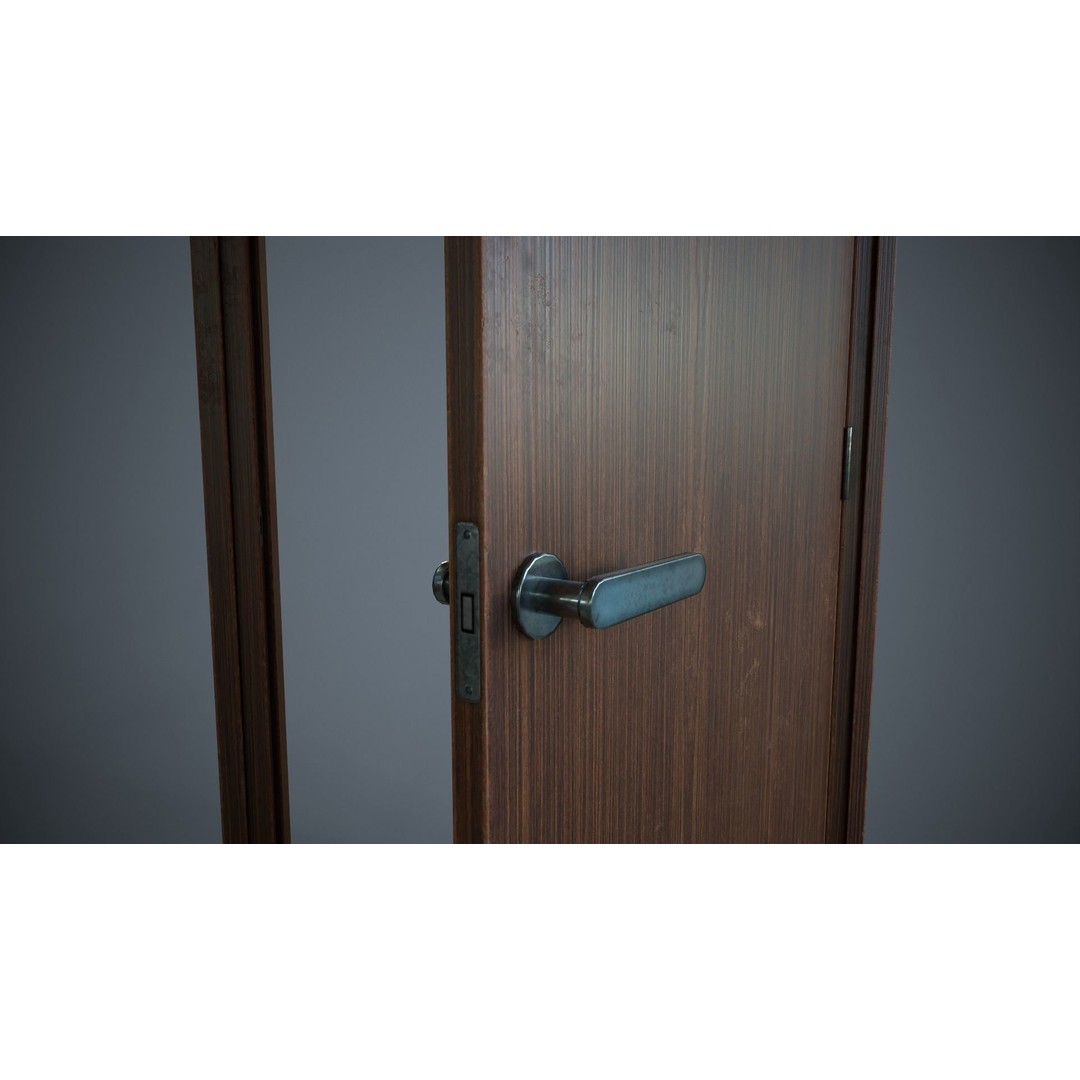 Set of Three Doors 3D Model – Low Poly Game Ready, FBX, OBJ - View 17
