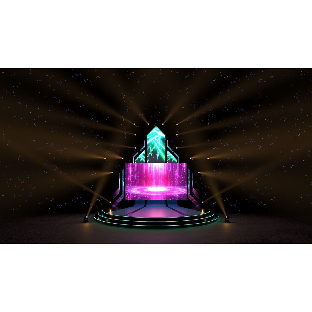 Futuristic LED Stage 3D Model – High-Quality Event Asset, FBX, OBJ - View 3