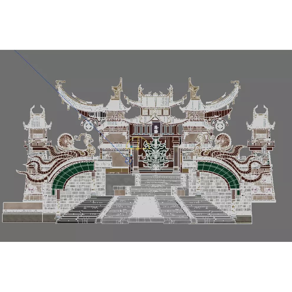 Chinese Style Buildings 3D Model – Low Poly Architectural Asset, FBX, OBJ