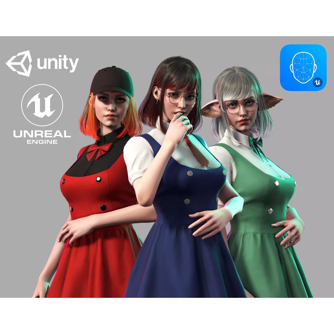 Streetwear Girl 3D Model – Game-Ready Low-Poly Character, FBX & Blender - View 2