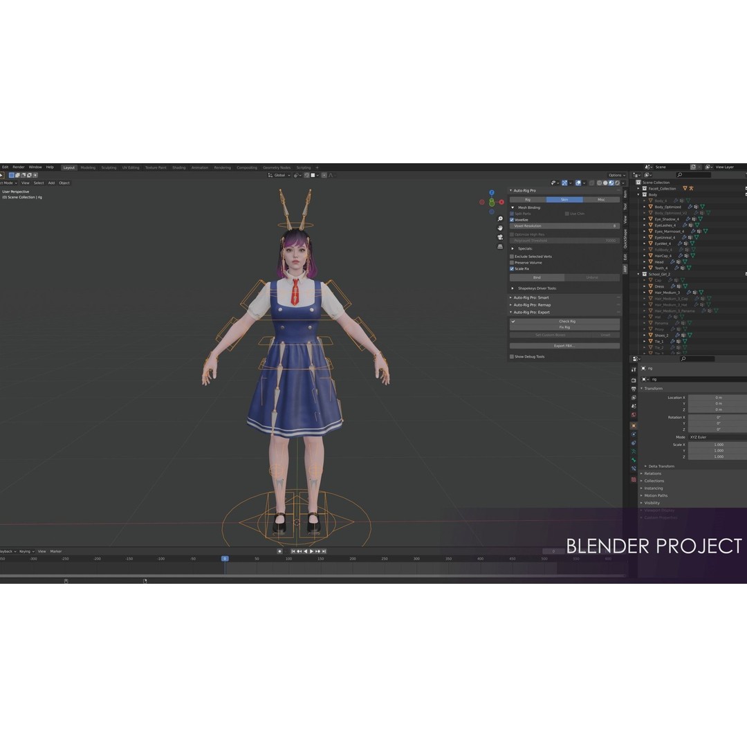 Streetwear Girl 3D Model – Game-Ready Low-Poly Character, FBX & Blender - View 25