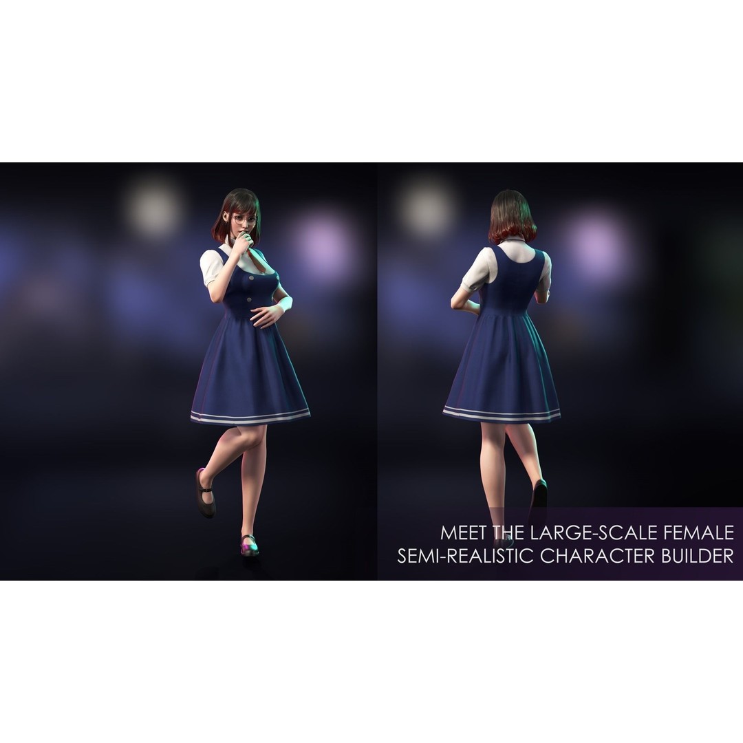 Streetwear Girl 3D Model – Game-Ready Low-Poly Character, FBX & Blender - View 3