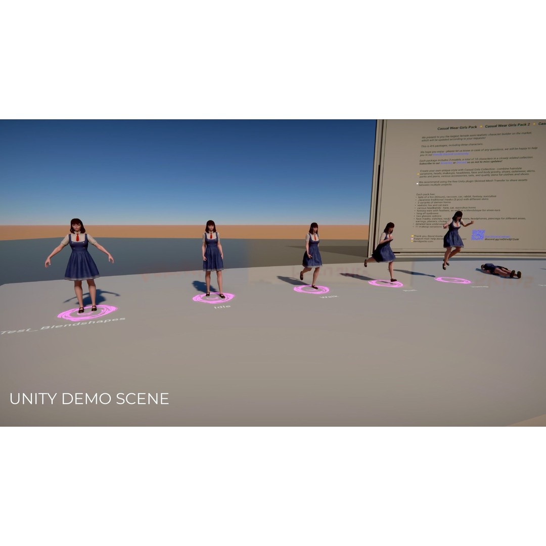 Streetwear Girl 3D Model – Game-Ready Low-Poly Character, FBX & Blender - View 30