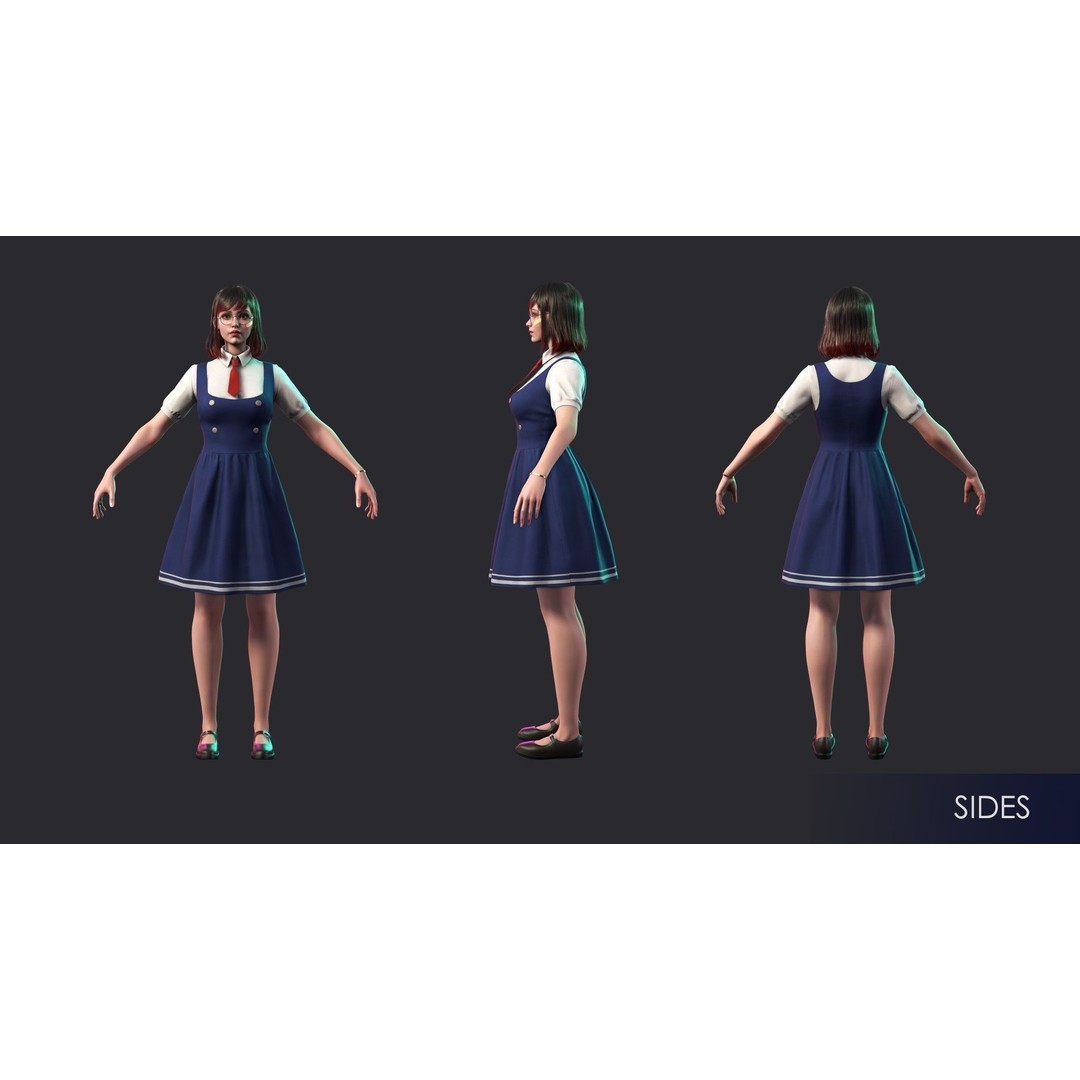 Streetwear Girl 3D Model – Game-Ready Low-Poly Character, FBX & Blender - View 8