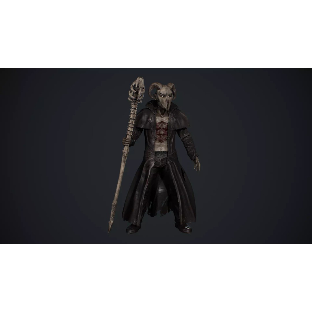 Demonologist 3D Model – Low Poly Rigged Character with Animations - View 11