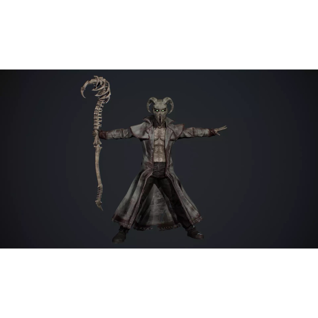 Demonologist 3D Model – Low Poly Rigged Character with Animations - View 12