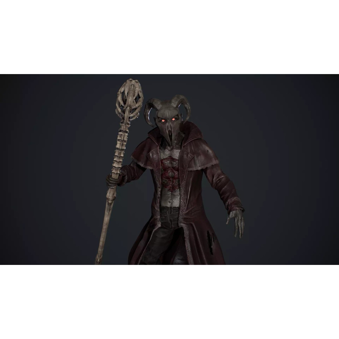 Demonologist 3D Model – Low Poly Rigged Character with Animations - View 13