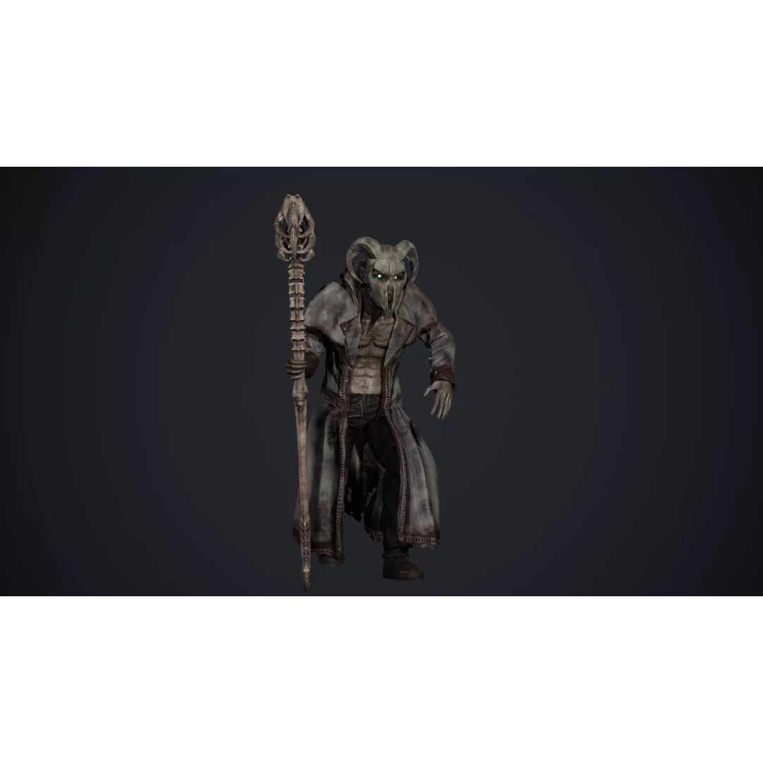 Demonologist 3D Model – Low Poly Rigged Character with Animations - View 14