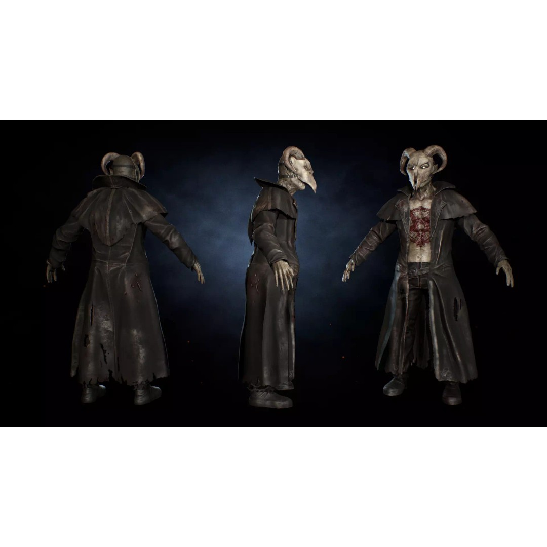 Demonologist 3D Model – Low Poly Rigged Character with Animations - View 4