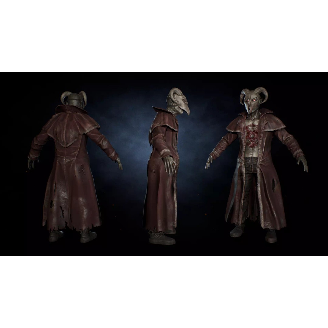 Demonologist 3D Model – Low Poly Rigged Character with Animations - View 5