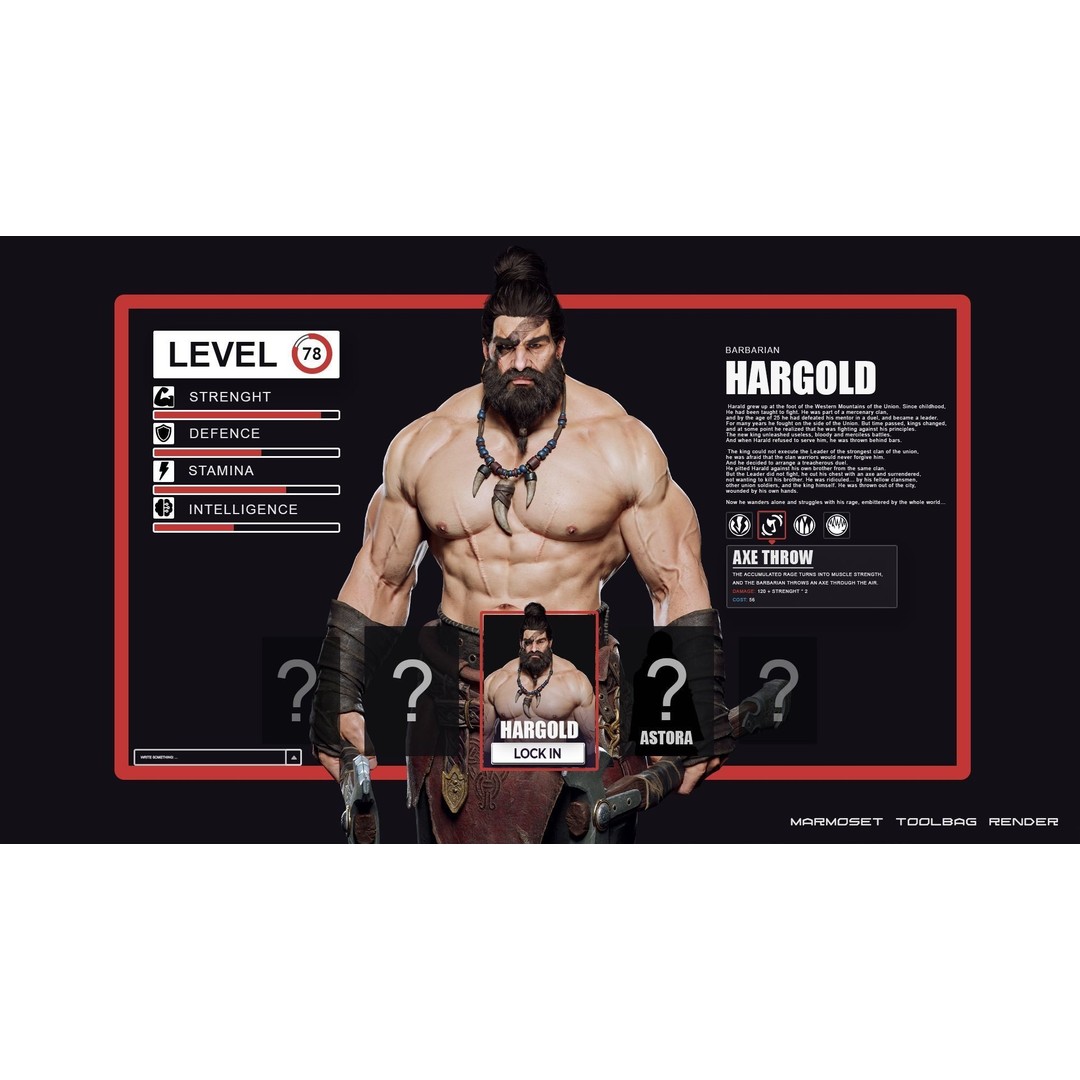 Barbarian Hargold 3D Model – Low Poly Game-Ready Character, FBX