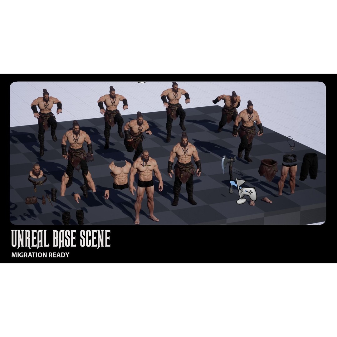 Barbarian Hargold 3D Model – Low Poly Game-Ready Character, FBX - View 13