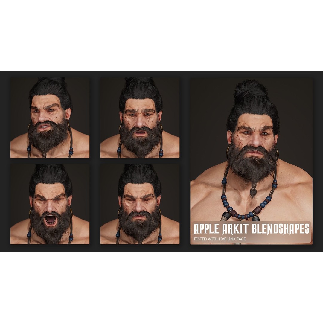 Barbarian Hargold 3D Model – Low Poly Game-Ready Character, FBX - View 6