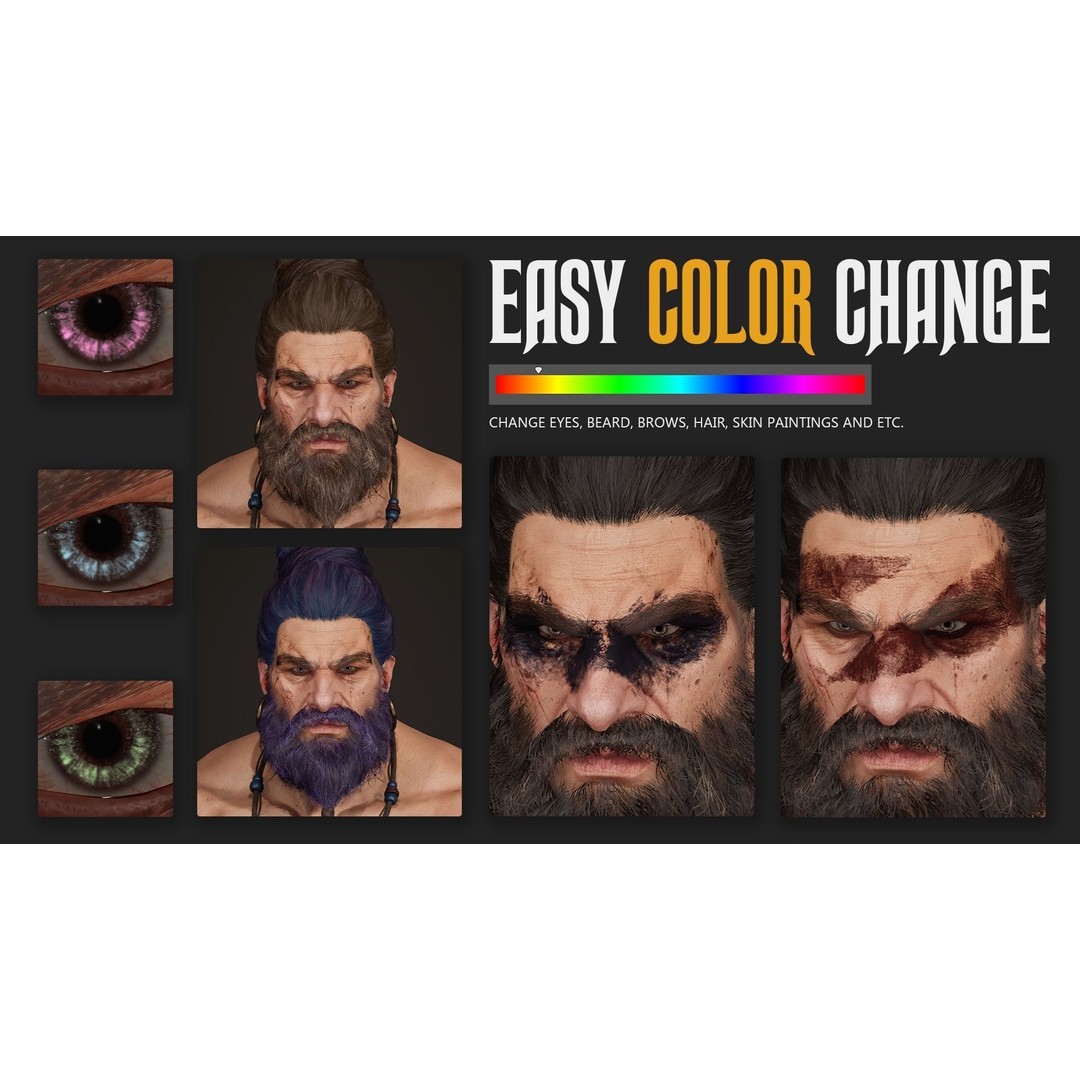 Barbarian Hargold 3D Model – Low Poly Game-Ready Character, FBX - View 7