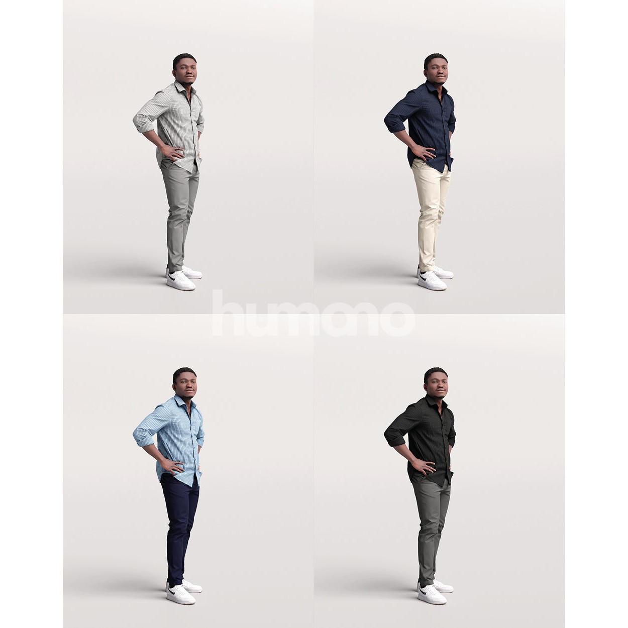 Humano Casual Black Man - Game-Ready 3D Model
