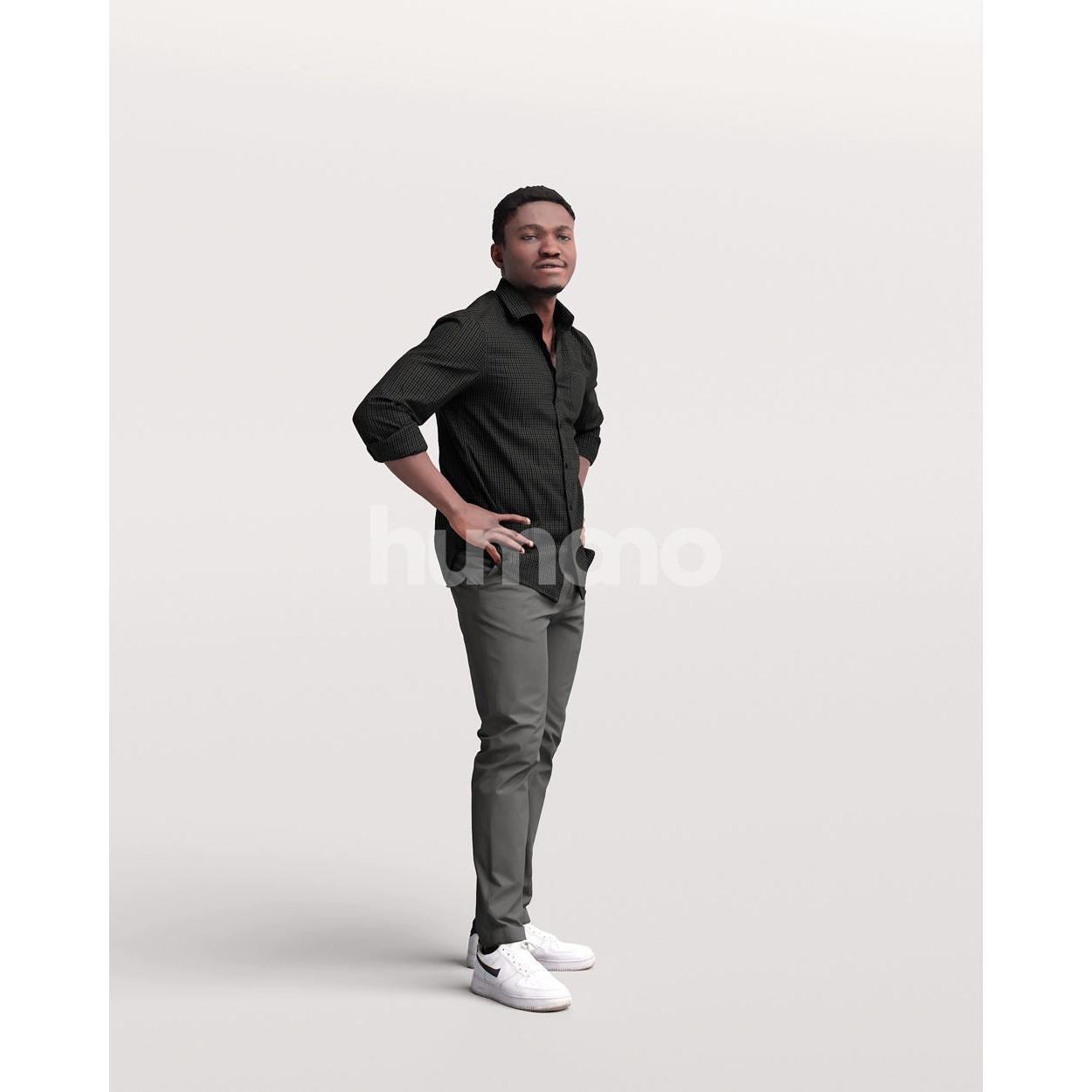 Humano Casual Black Man - Game-Ready 3D Model - View 12