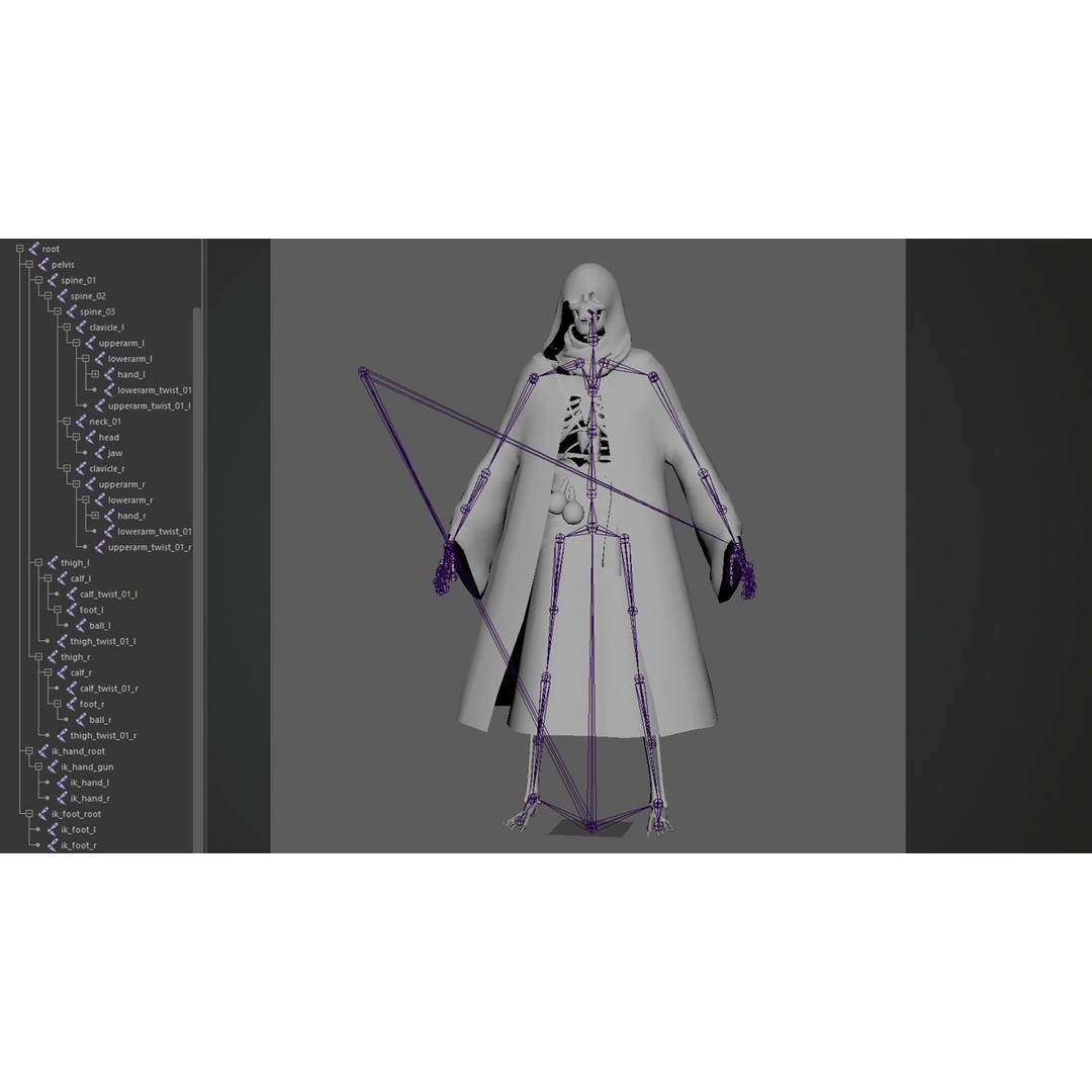 Skeleton Mage 3D Model – Low Poly Game-Ready Character, FBX, PBR Textures - View 17
