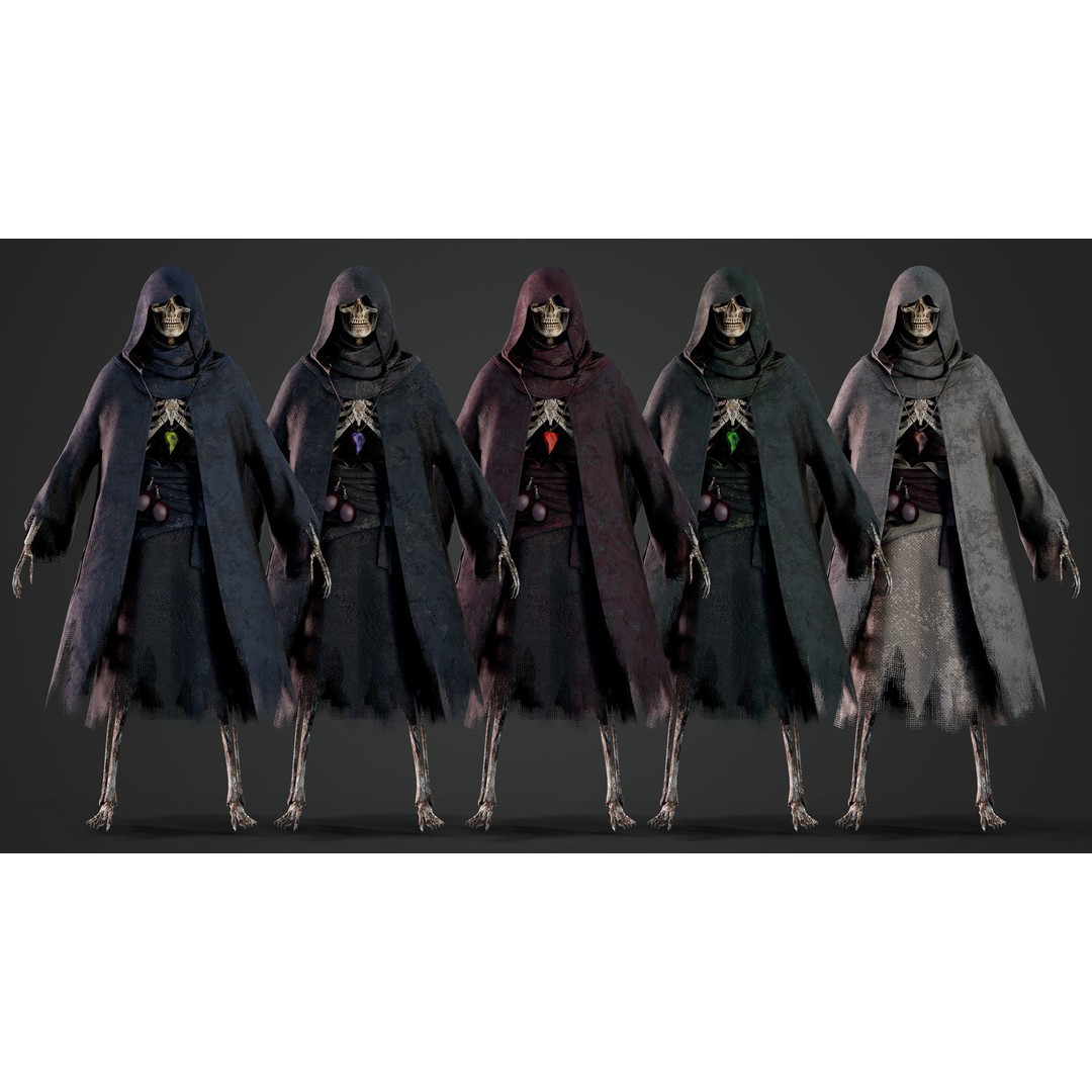 Skeleton Mage 3D Model – Low Poly Game-Ready Character, FBX, PBR Textures - View 4