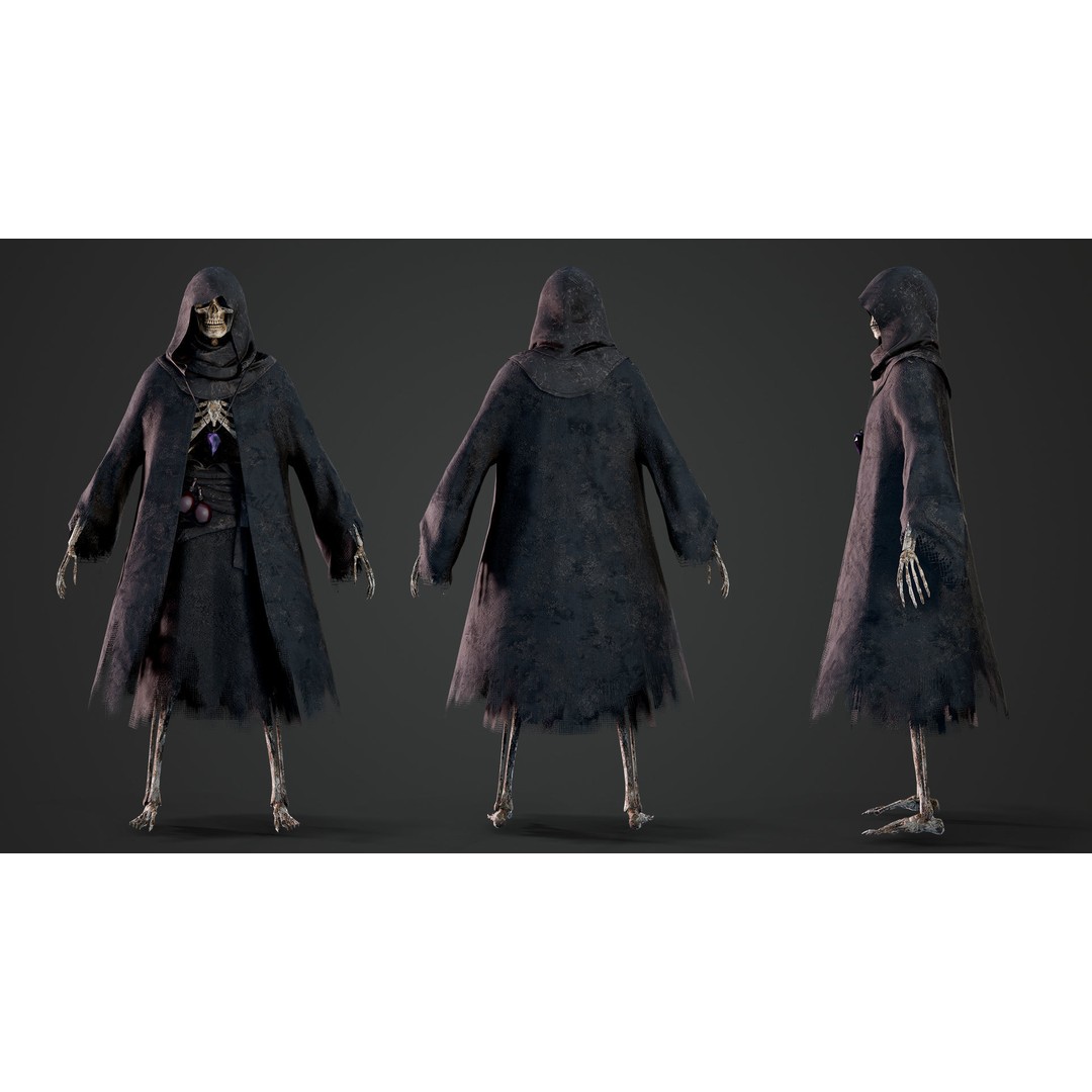 Skeleton Mage 3D Model – Low Poly Game-Ready Character, FBX, PBR Textures - View 8