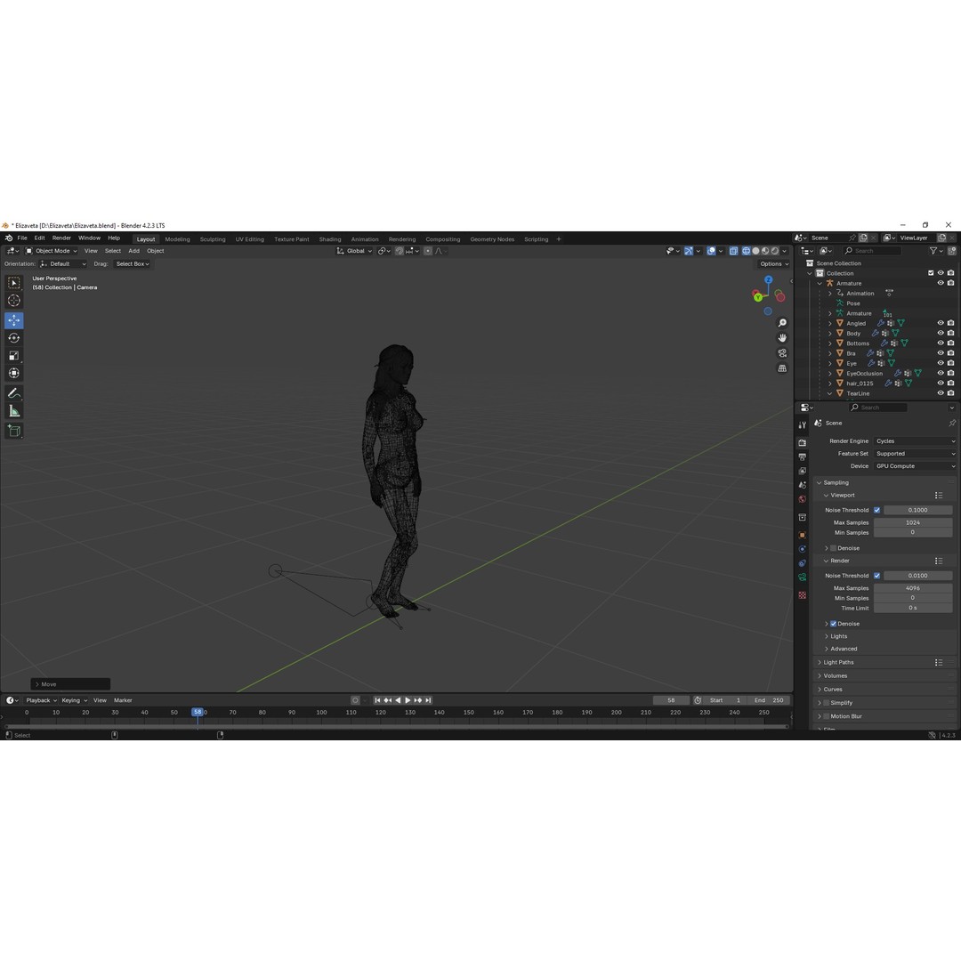 Elizaveta 3D Model – Low Poly Character, Rigged, FBX, OBJ
