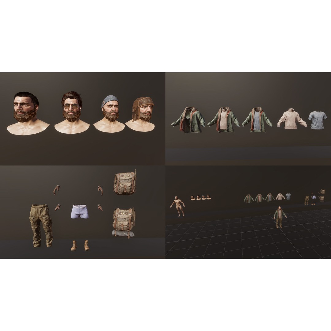 Winter Survivor 3D Model – Low Poly Rigged Character for Unity & UE5