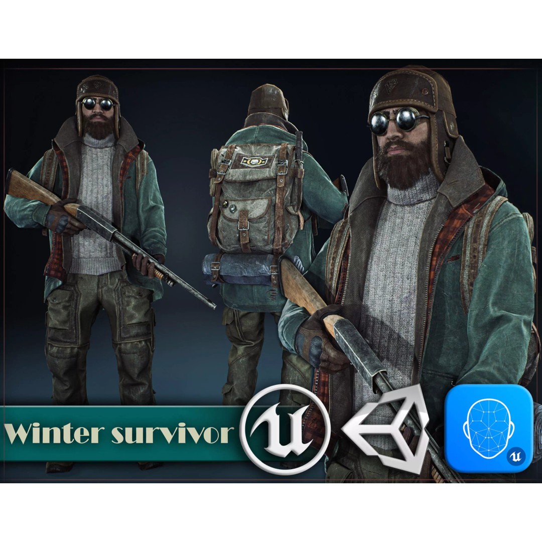 Winter Survivor 3D Model – Low Poly Rigged Character for Unity & UE5 - View 2