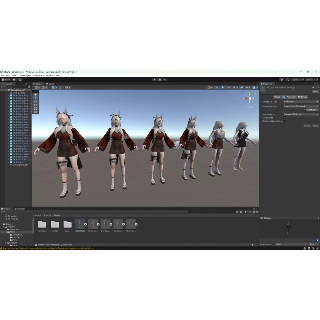 Kitsune 3D Model – Low Poly Fantasy Character, Rigged, FBX