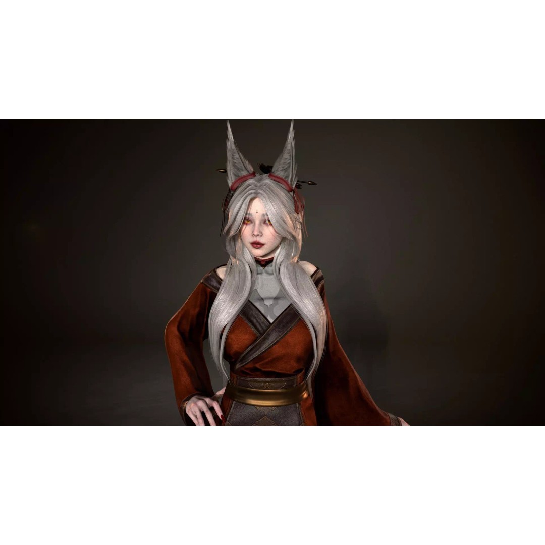 Kitsune 3D Model – Low Poly Fantasy Character, Rigged, FBX - View 10