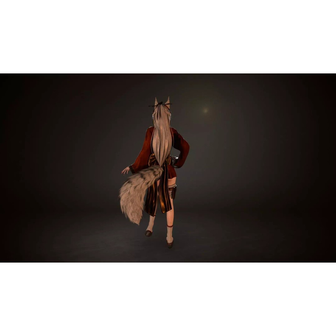 Kitsune 3D Model – Low Poly Fantasy Character, Rigged, FBX - View 11