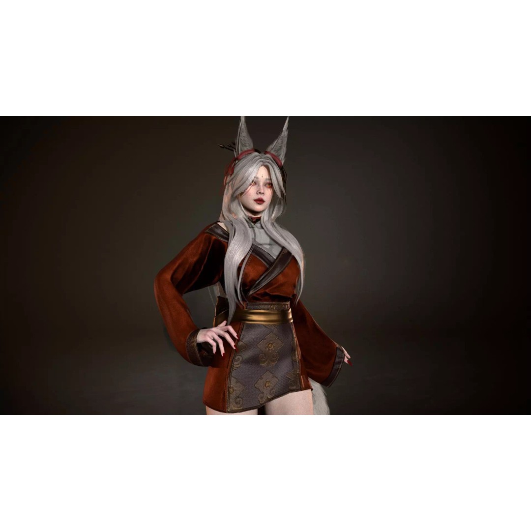 Kitsune 3D Model – Low Poly Fantasy Character, Rigged, FBX - View 13