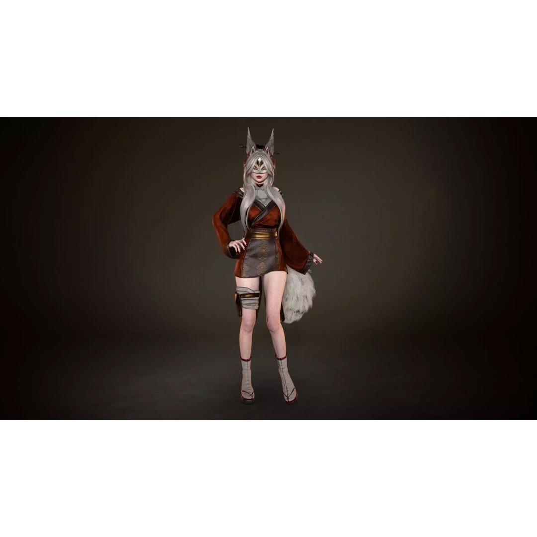 Kitsune 3D Model – Low Poly Fantasy Character, Rigged, FBX - View 5