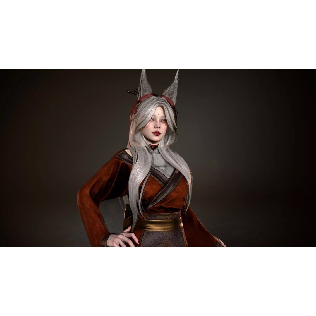 Kitsune 3D Model – Low Poly Fantasy Character, Rigged, FBX - View 9