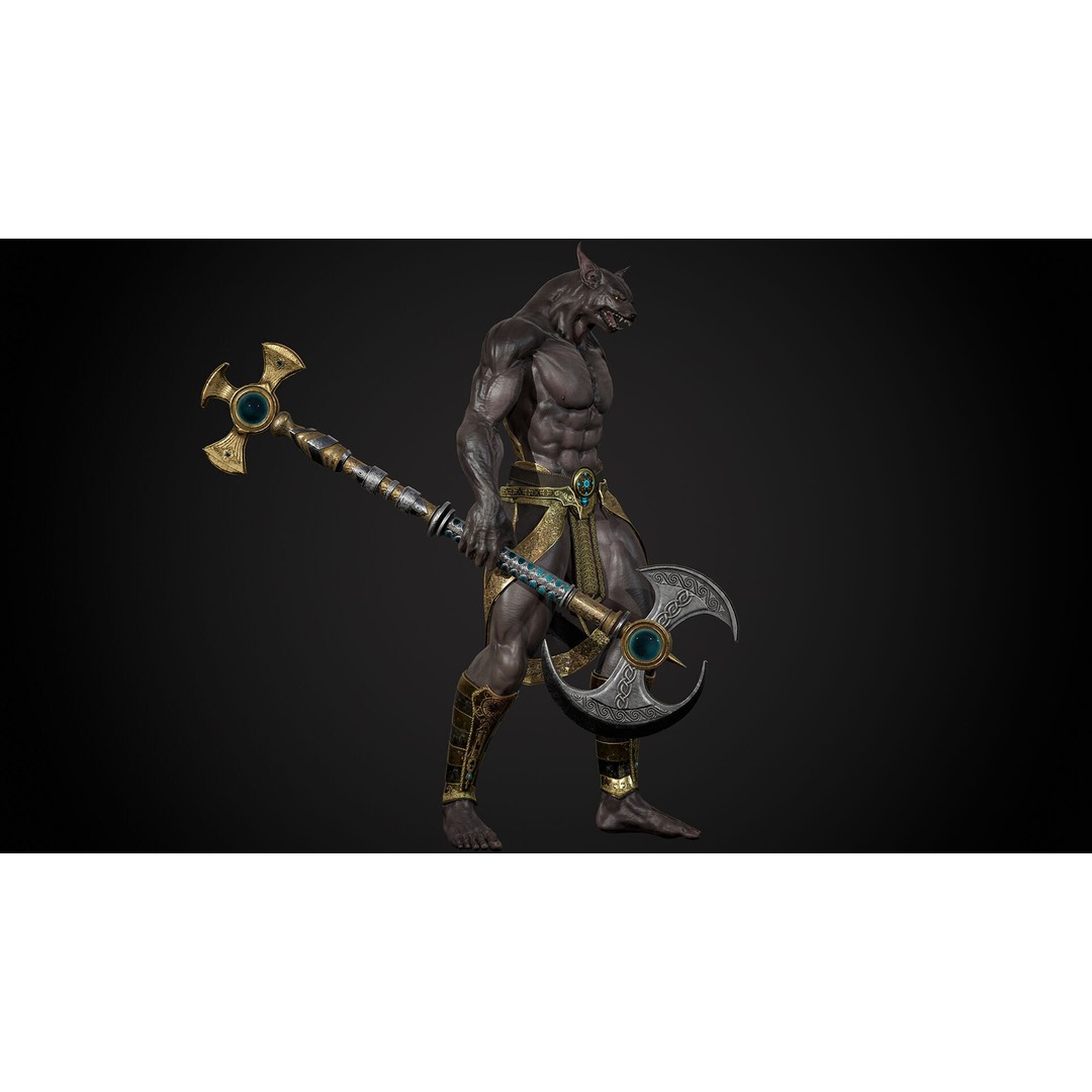 Anubis 3D Model – Low Poly Rigged Character for Animation - View 10