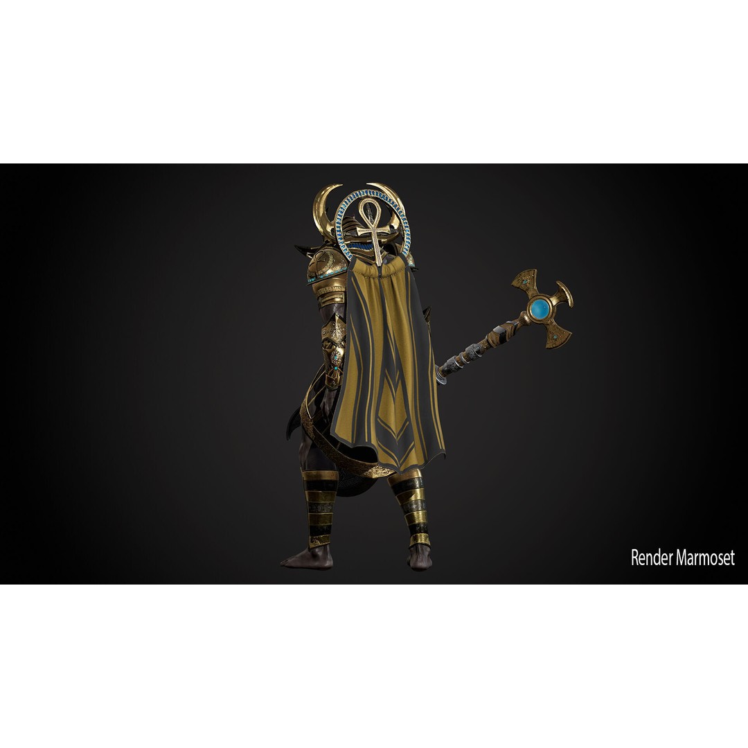 Anubis 3D Model – Low Poly Rigged Character for Animation - View 13