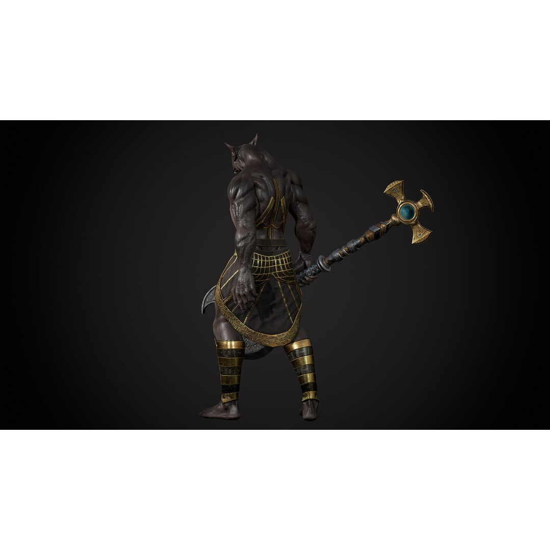 Anubis 3D Model – Low Poly Rigged Character for Animation - View 14