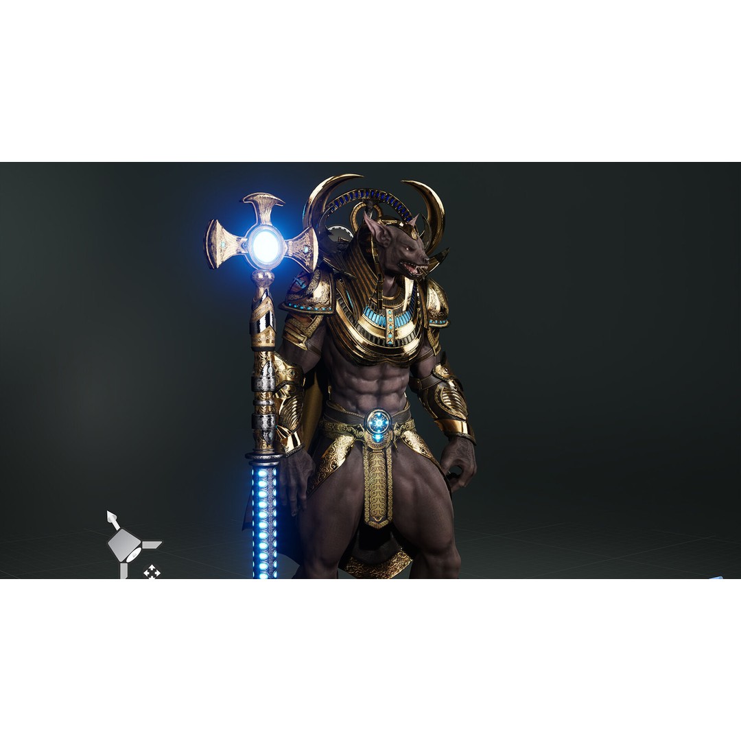 Anubis 3D Model – Low Poly Rigged Character for Animation - View 15