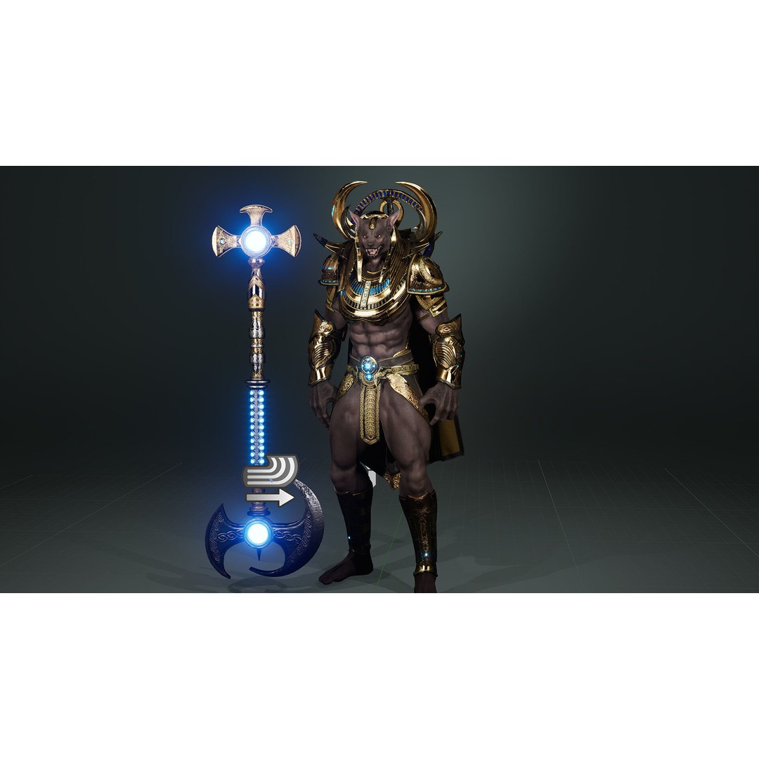 Anubis 3D Model – Low Poly Rigged Character for Animation - View 17