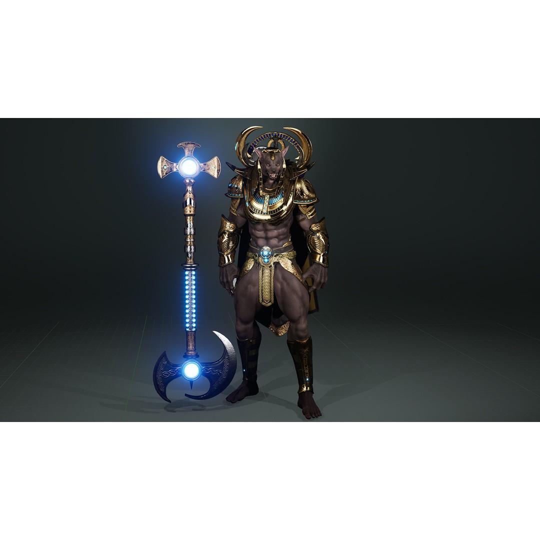 Anubis 3D Model – Low Poly Rigged Character for Animation - View 19