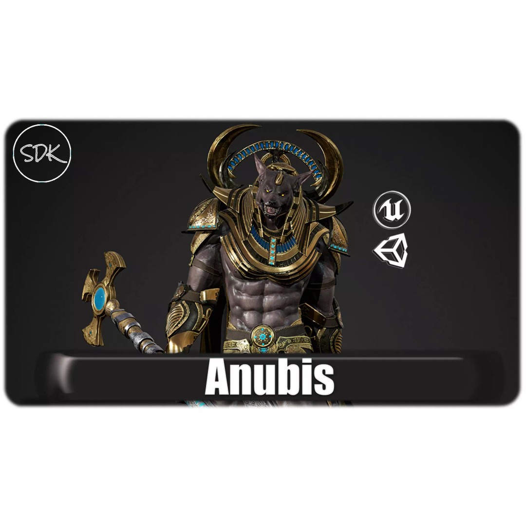 Anubis 3D Model – Low Poly Rigged Character for Animation - View 2