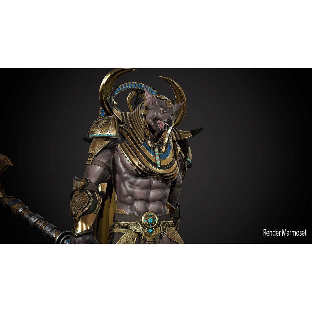 Anubis 3D Model – Low Poly Rigged Character for Animation - View 3