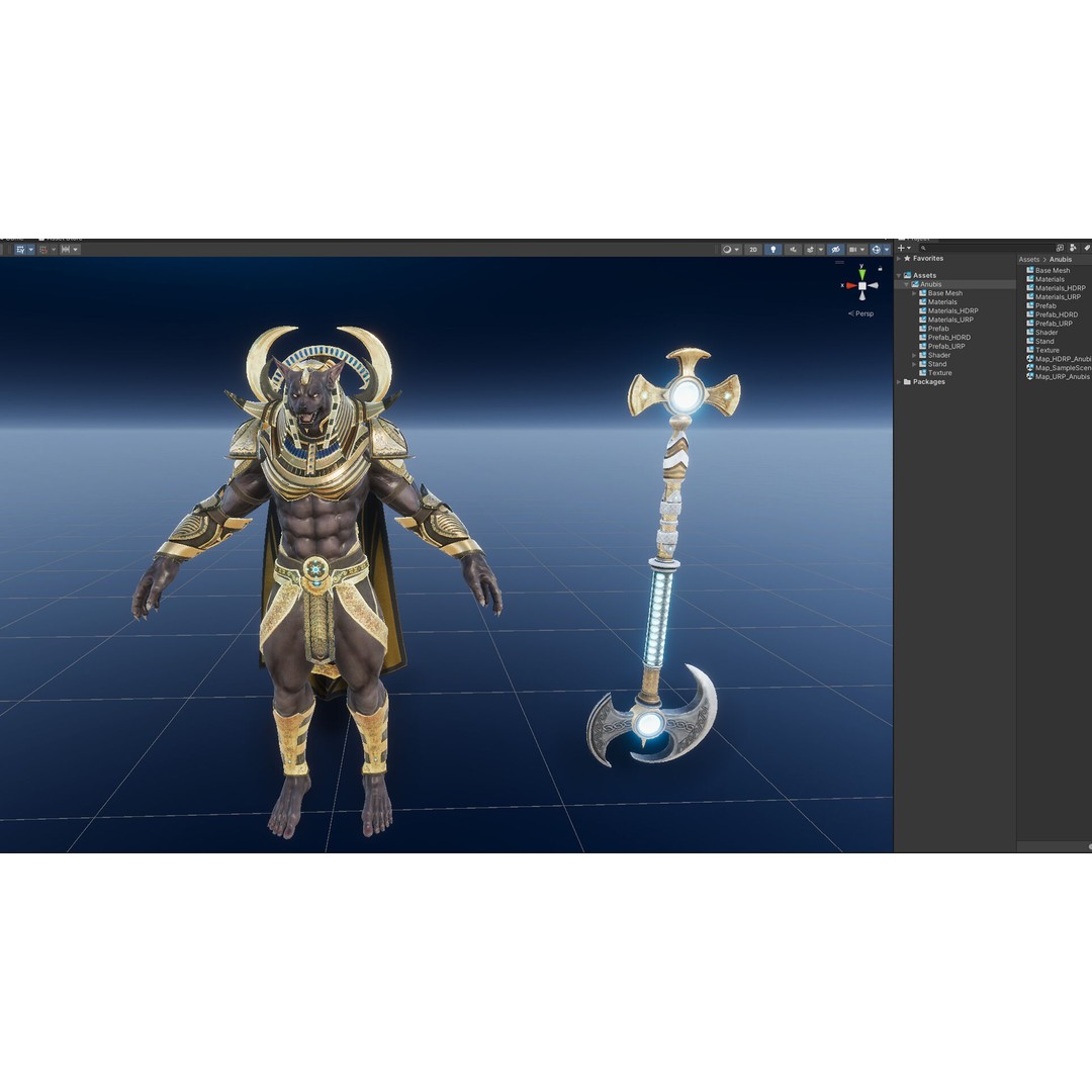 Anubis 3D Model – Low Poly Rigged Character for Animation - View 36