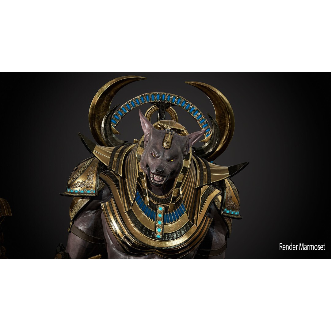 Anubis 3D Model – Low Poly Rigged Character for Animation - View 4