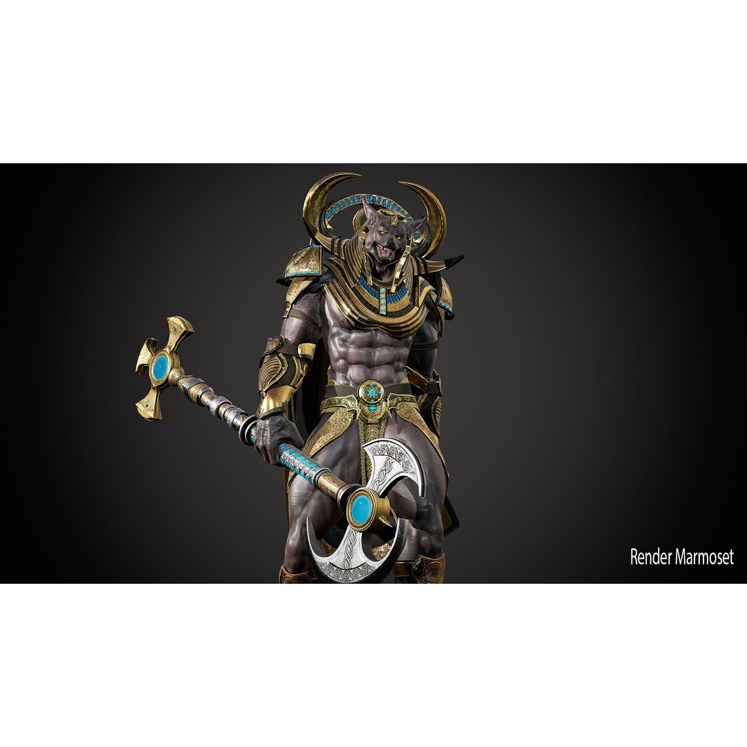 Anubis 3D Model – Low Poly Rigged Character for Animation - View 5