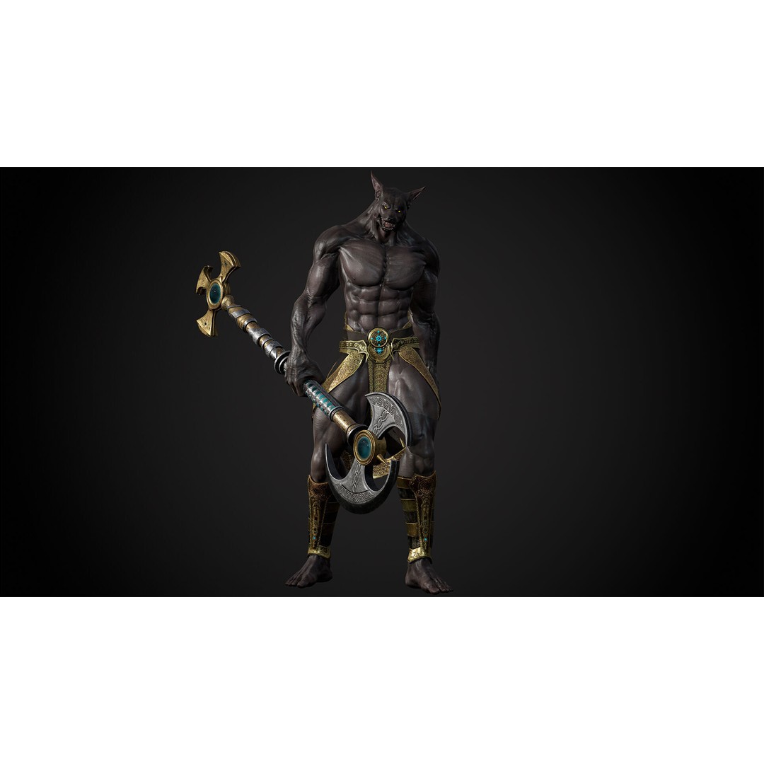 Anubis 3D Model – Low Poly Rigged Character for Animation - View 6