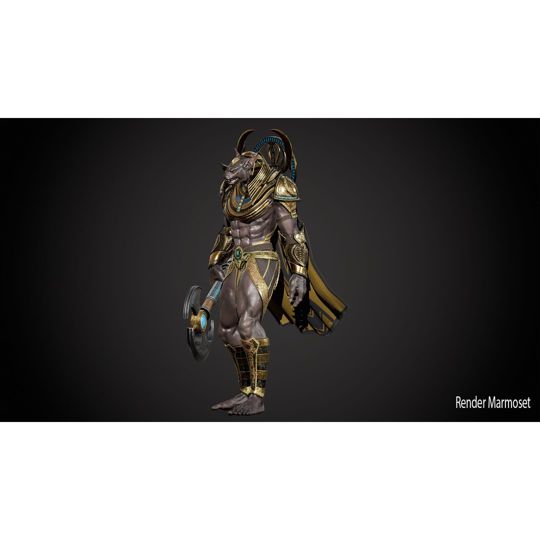 Anubis 3D Model – Low Poly Rigged Character for Animation - View 8